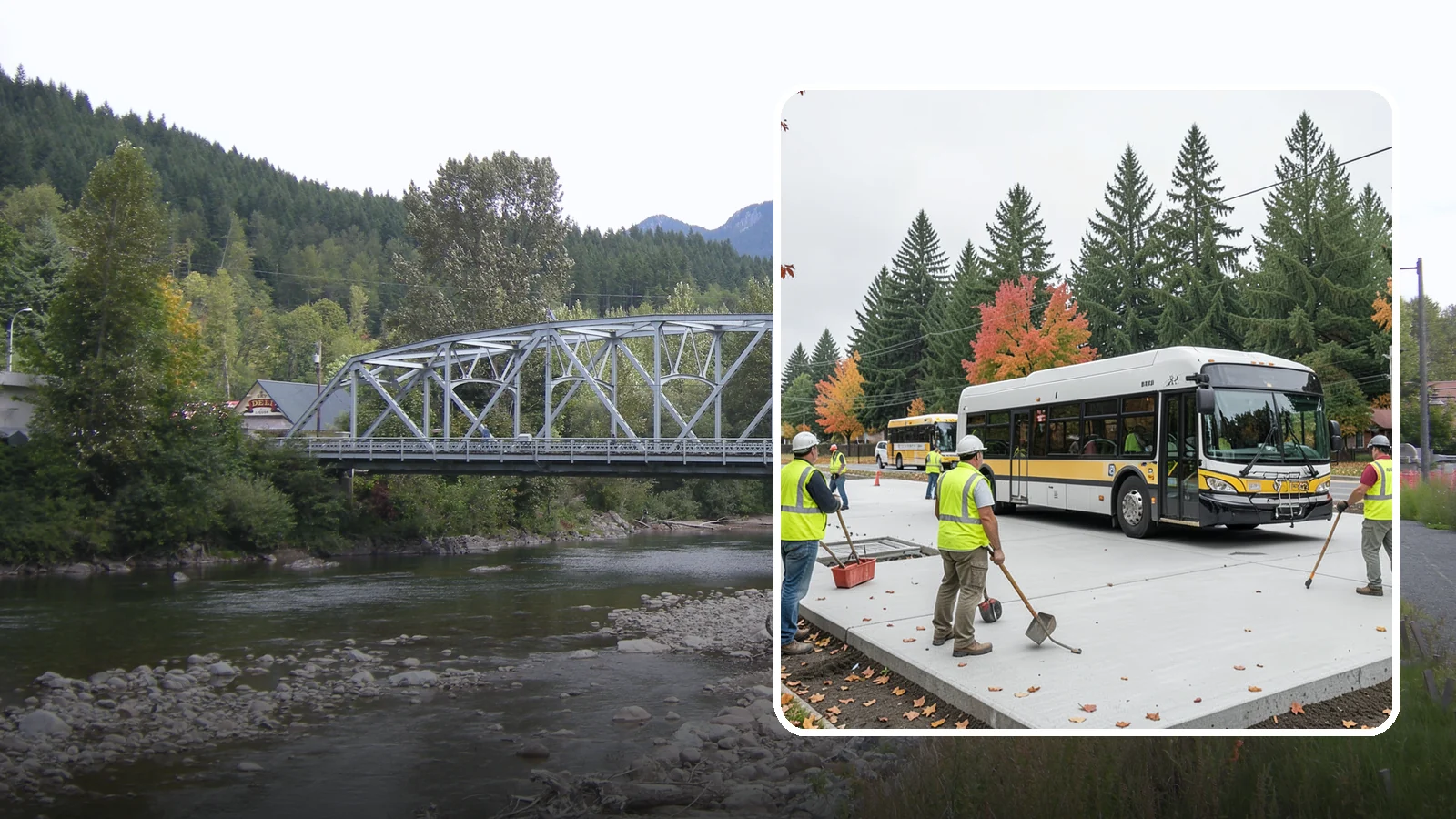 Bus Pad Construction in Skykomish, King County, WA - Heavy-duty concrete bus pads that replace rutted asphalt at transit stops and layover zones.