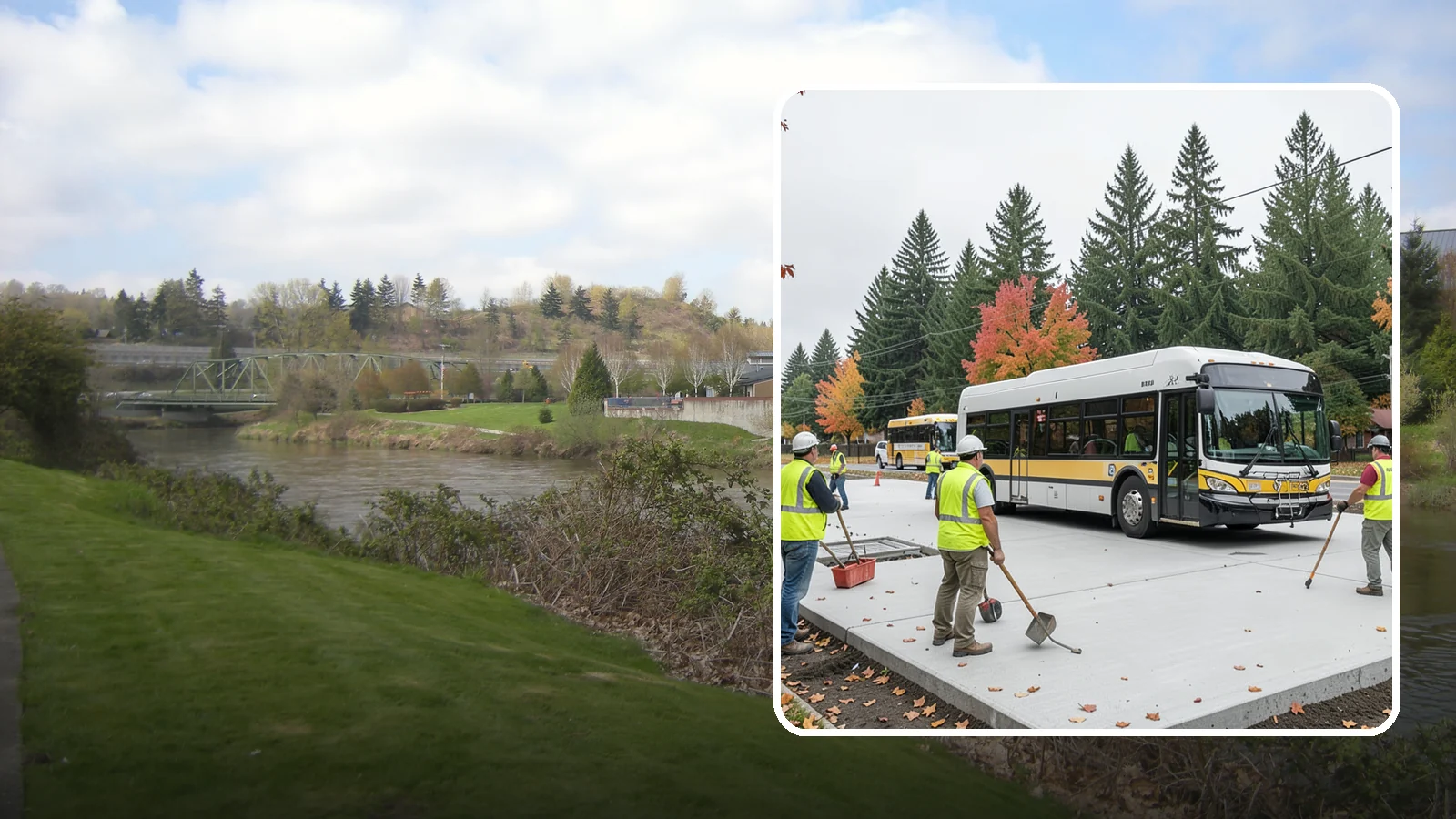 Bus Pad Construction in Tukwila, King County, WA - Heavy-duty concrete bus pads that replace rutted asphalt at transit stops and layover zones.