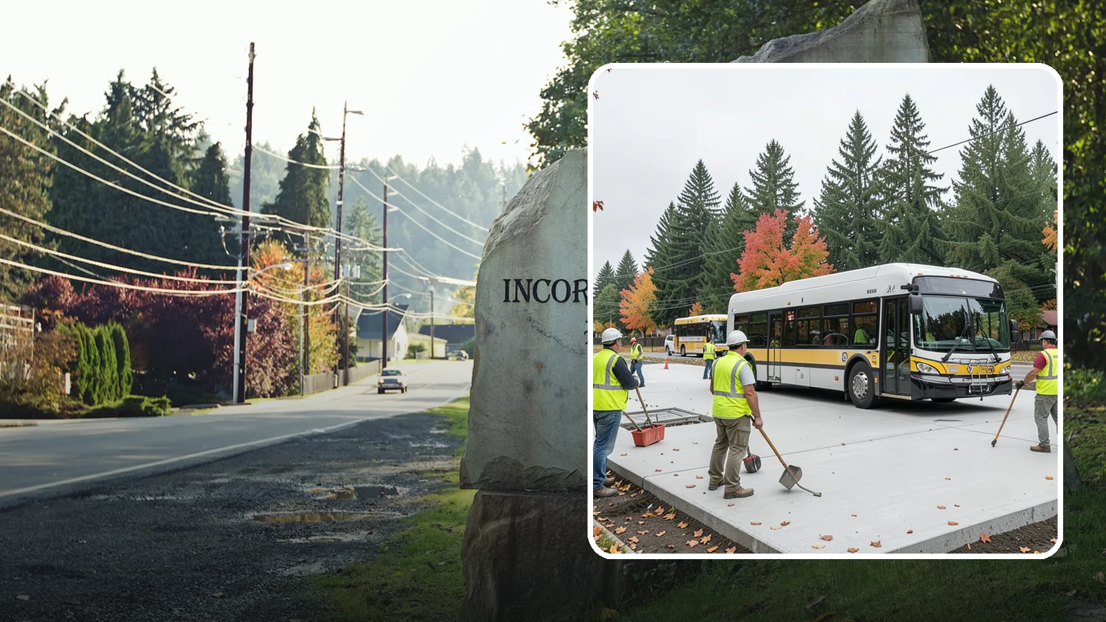 Bus Pad Construction in Wilkeson, Pierce County, WA - Heavy-duty concrete bus pads that replace rutted asphalt at transit stops and layover zones.