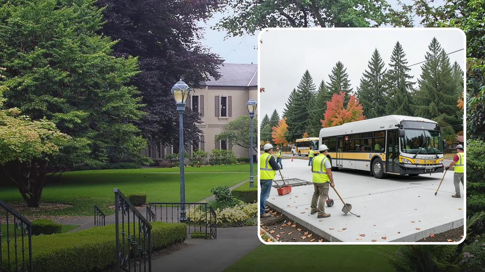 Bus Pad Construction in Woodinville, King County, WA - Heavy-duty concrete bus pads that replace rutted asphalt at transit stops and layover zones.