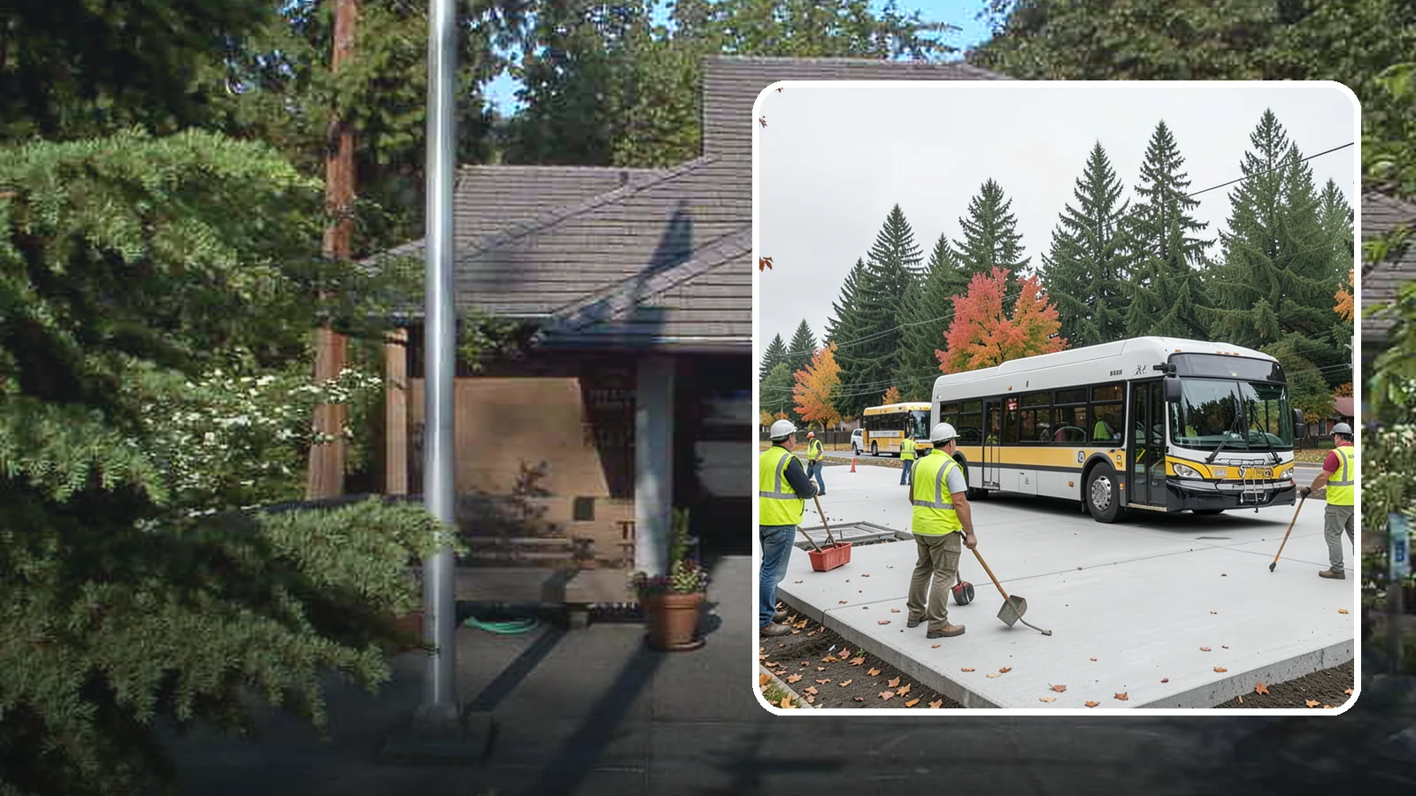 Bus Pad Construction in Yarrow Point, King County, WA - Heavy-duty concrete bus pads that replace rutted asphalt at transit stops and layover zones.