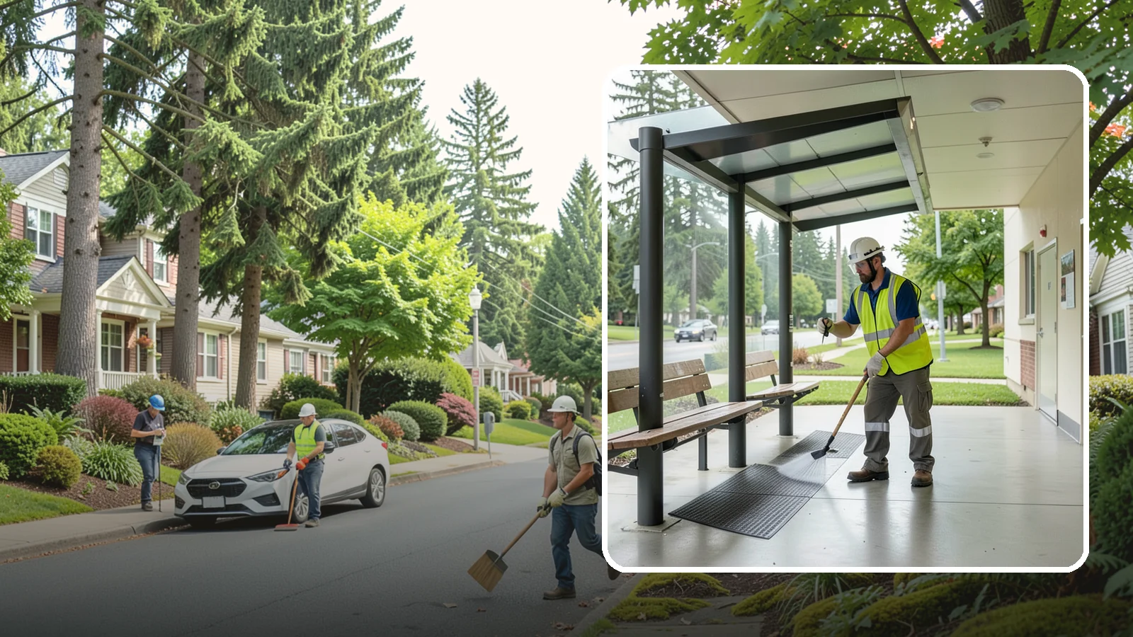 Bus Stop Cleaning in Beaux Arts Village, King County, WA - Keep bus stops, benches, and boarding pads clean and sanitary for daily transit riders.