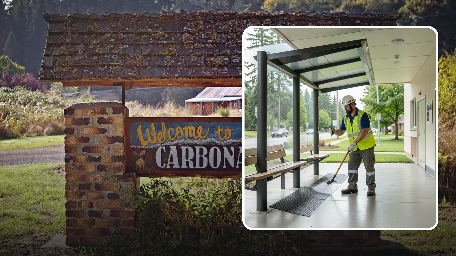 Bus Stop Cleaning in Carbonado, Pierce County, WA - Keep bus stops, benches, and boarding pads clean and sanitary for daily transit riders.