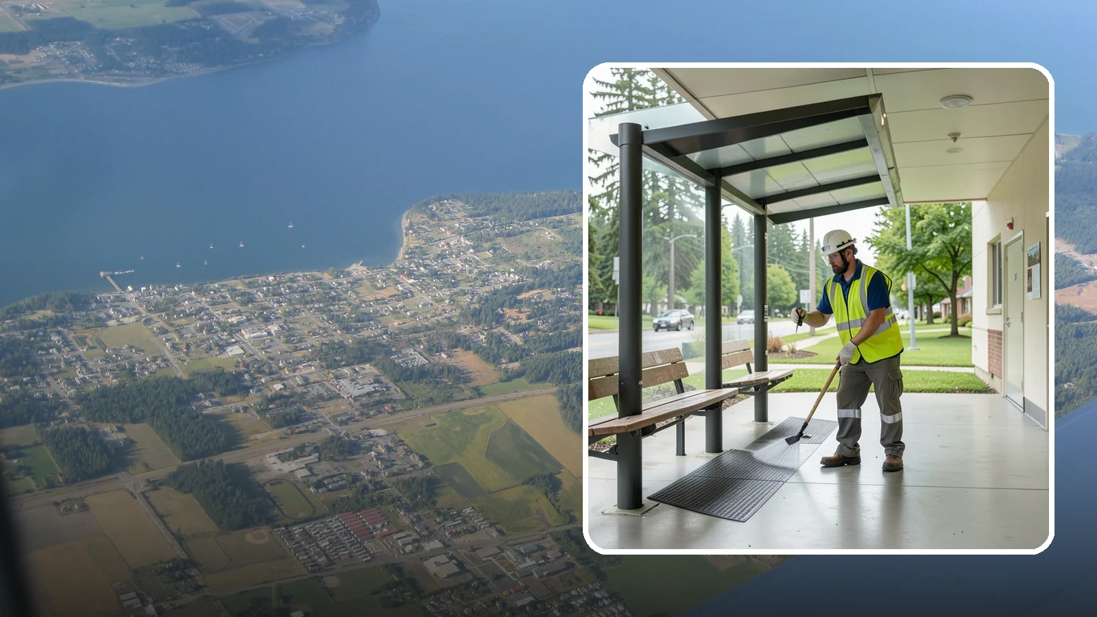 Bus Stop Cleaning in Coupeville, Island County, WA - Keep bus stops, benches, and boarding pads clean and sanitary for daily transit riders.