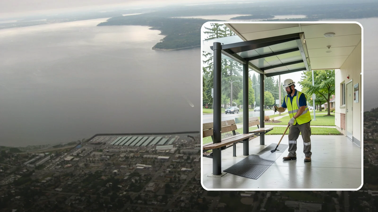Bus Stop Cleaning in Des Moines, King County, WA - Keep bus stops, benches, and boarding pads clean and sanitary for daily transit riders.