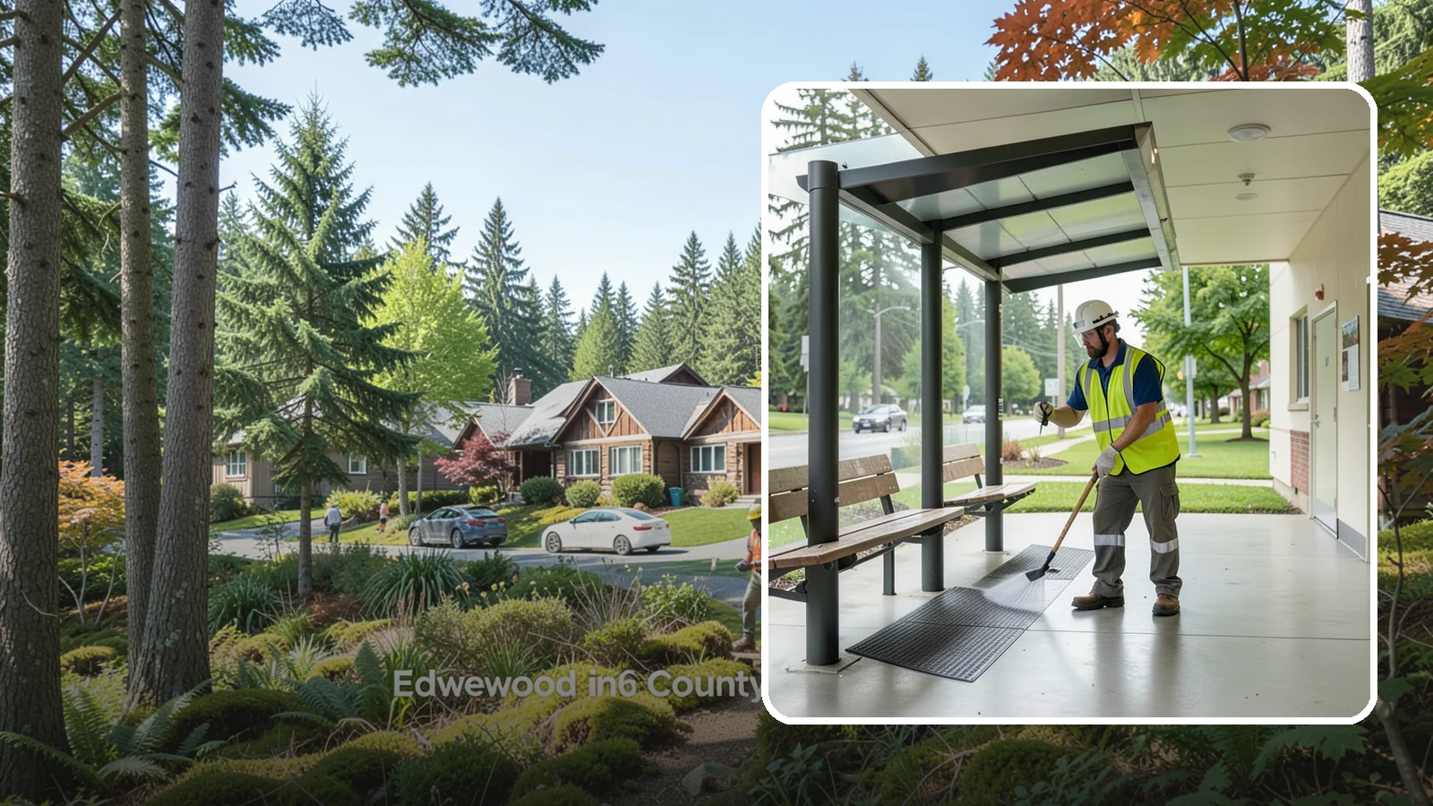 Bus Stop Cleaning in Edgewood, Pierce County, WA - Keep bus stops, benches, and boarding pads clean and sanitary for daily transit riders.