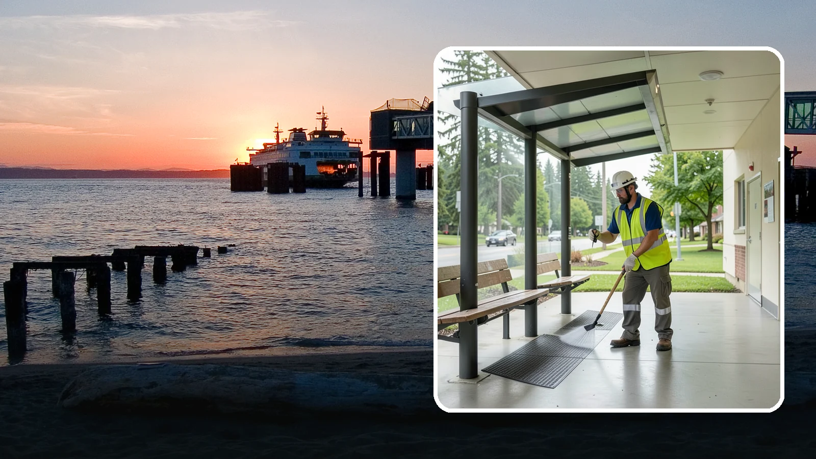 Bus Stop Cleaning in Edmonds, Snohomish County, WA - Keep bus stops, benches, and boarding pads clean and sanitary for daily transit riders.