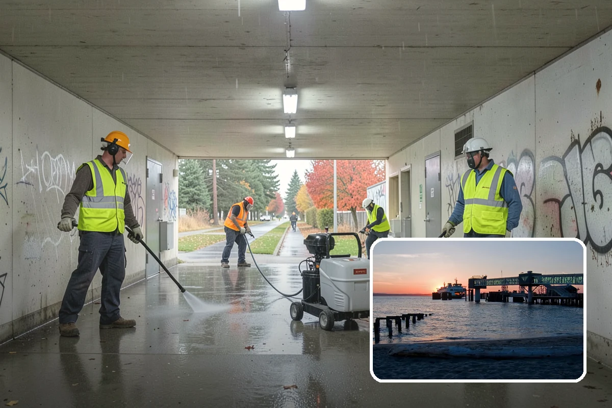 Bus Stop Cleaning in Edmonds, Snohomish County, WA - Improves the rider experience across the transit network