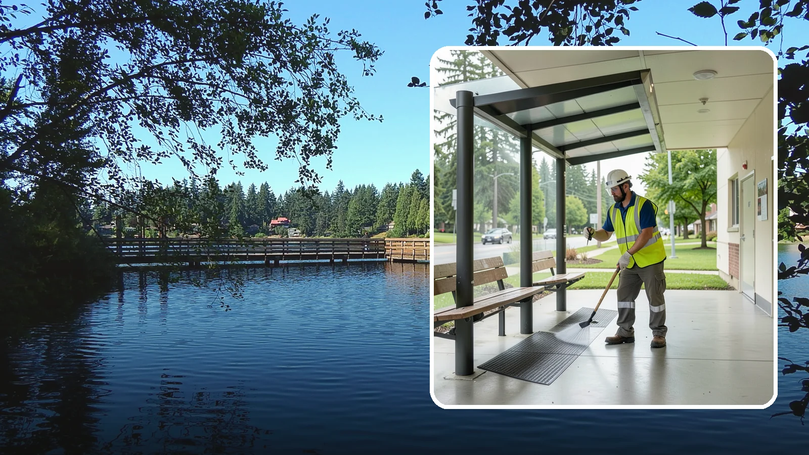 Bus Stop Cleaning in Federal Way, King County, WA - Keep bus stops, benches, and boarding pads clean and sanitary for daily transit riders.