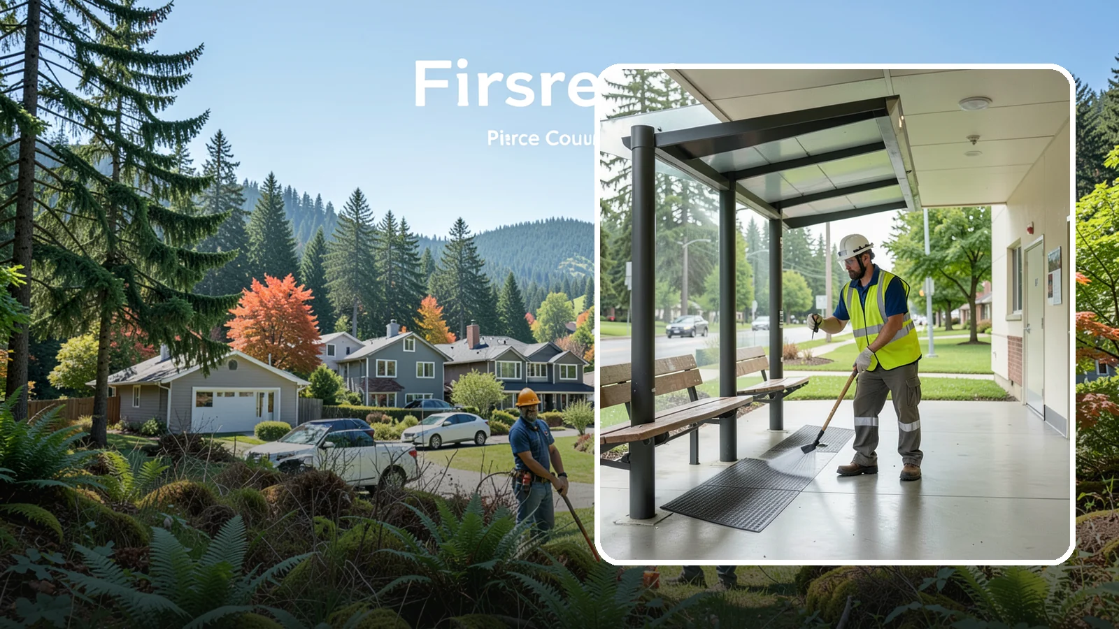 Bus Stop Cleaning in Fircrest, Pierce County, WA - Keep bus stops, benches, and boarding pads clean and sanitary for daily transit riders.