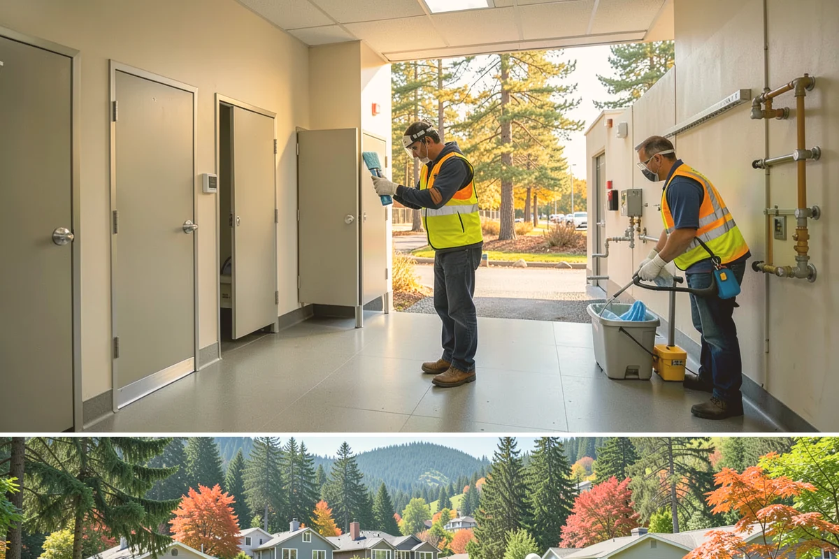 Bus Stop Cleaning in Fircrest, Pierce County, WA - Bus-stop cleaning runs year-round, with increased frequency valuable through wet fall and winter months when tracked-in grime...