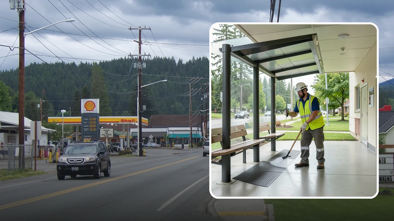 Bus Stop Cleaning in Granite Falls, Snohomish County, WA - Keep bus stops, benches, and boarding pads clean and sanitary for daily transit riders.