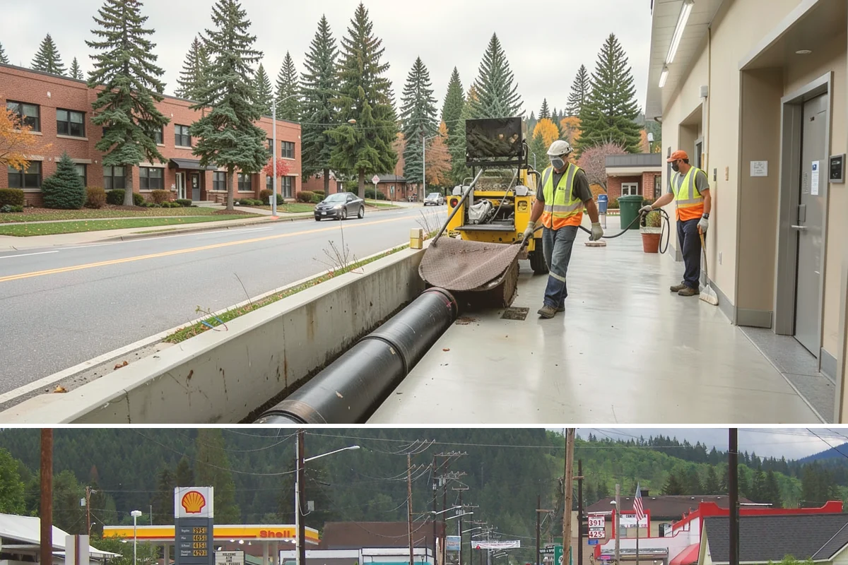 Bus Stop Cleaning in Granite Falls, Snohomish County, WA - Bus-stop cleaning runs year-round, with increased frequency valuable through wet fall and winter months when tracked-in grime...