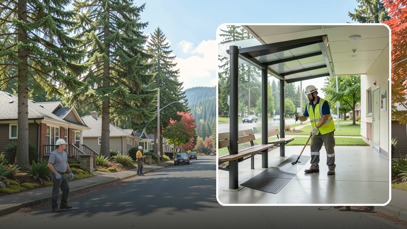 Bus Stop Cleaning in Hunts Point, King County, WA - Keep bus stops, benches, and boarding pads clean and sanitary for daily transit riders.