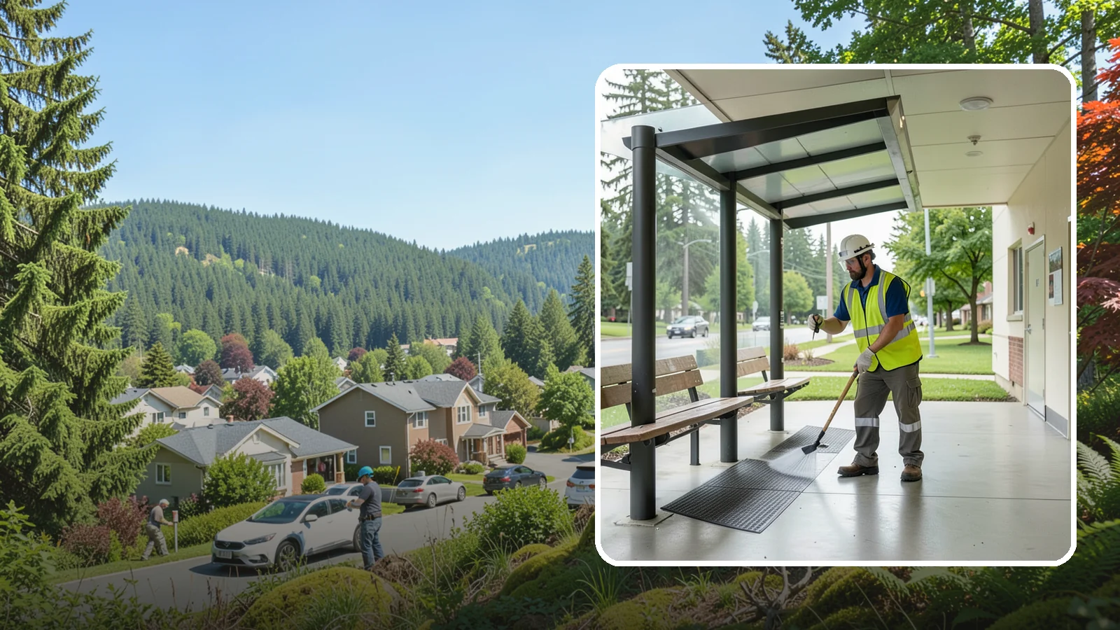 Bus Stop Cleaning in Index, Snohomish County, WA - Keep bus stops, benches, and boarding pads clean and sanitary for daily transit riders.