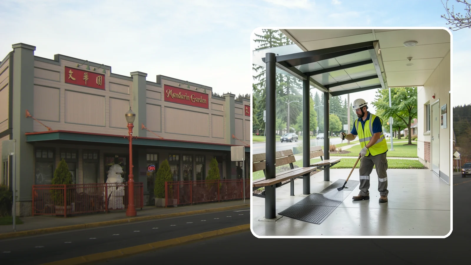 Bus Stop Cleaning in Issaquah, King County, WA - Keep bus stops, benches, and boarding pads clean and sanitary for daily transit riders.
