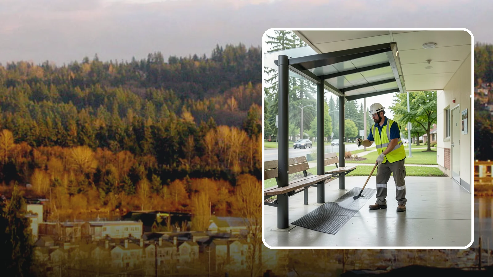 Bus Stop Cleaning in Kenmore, King County, WA - Keep bus stops, benches, and boarding pads clean and sanitary for daily transit riders.