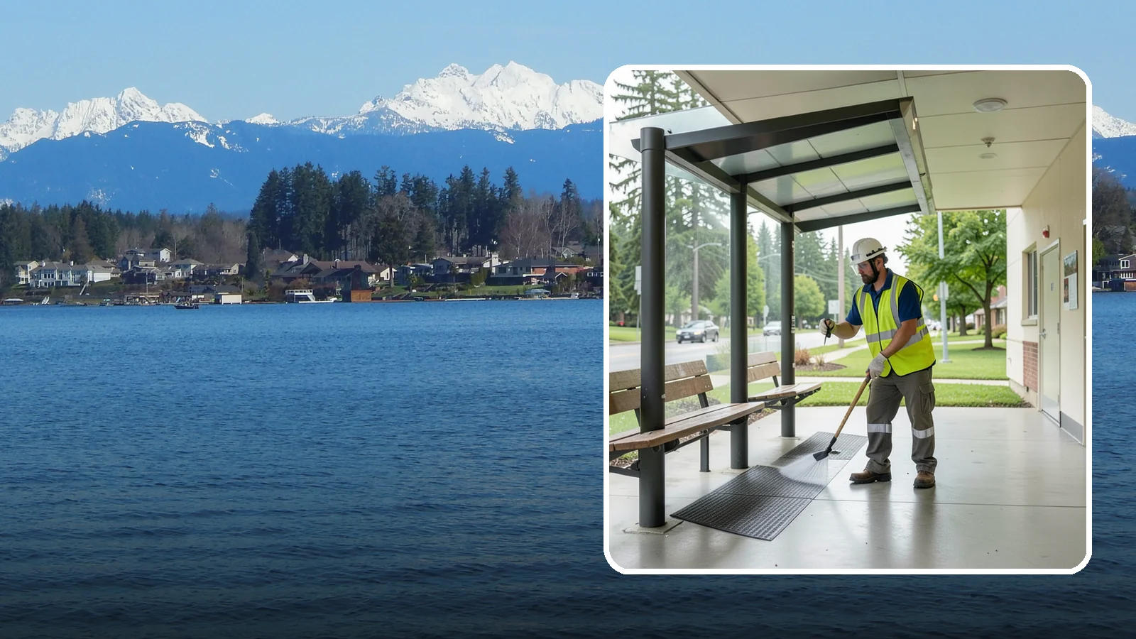 Bus Stop Cleaning in Lake Stevens, Snohomish County, WA - Keep bus stops, benches, and boarding pads clean and sanitary for daily transit riders.