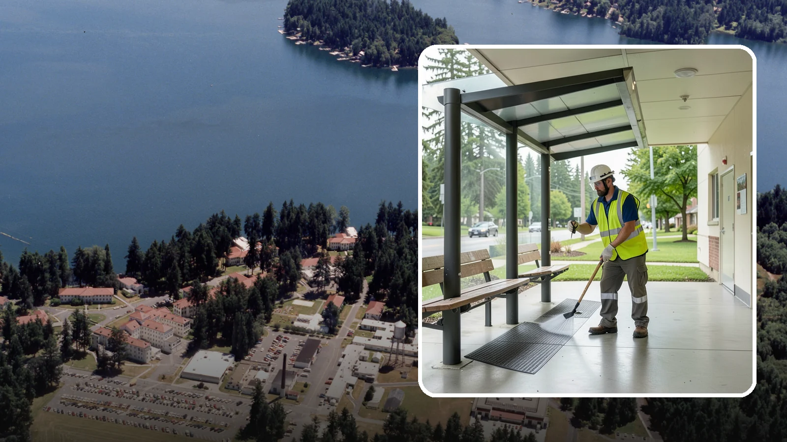 Bus Stop Cleaning in Lakewood, Pierce County, WA - Keep bus stops, benches, and boarding pads clean and sanitary for daily transit riders.