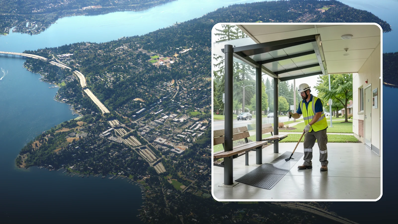 Bus Stop Cleaning in Mercer Island, King County, WA - Keep bus stops, benches, and boarding pads clean and sanitary for daily transit riders.