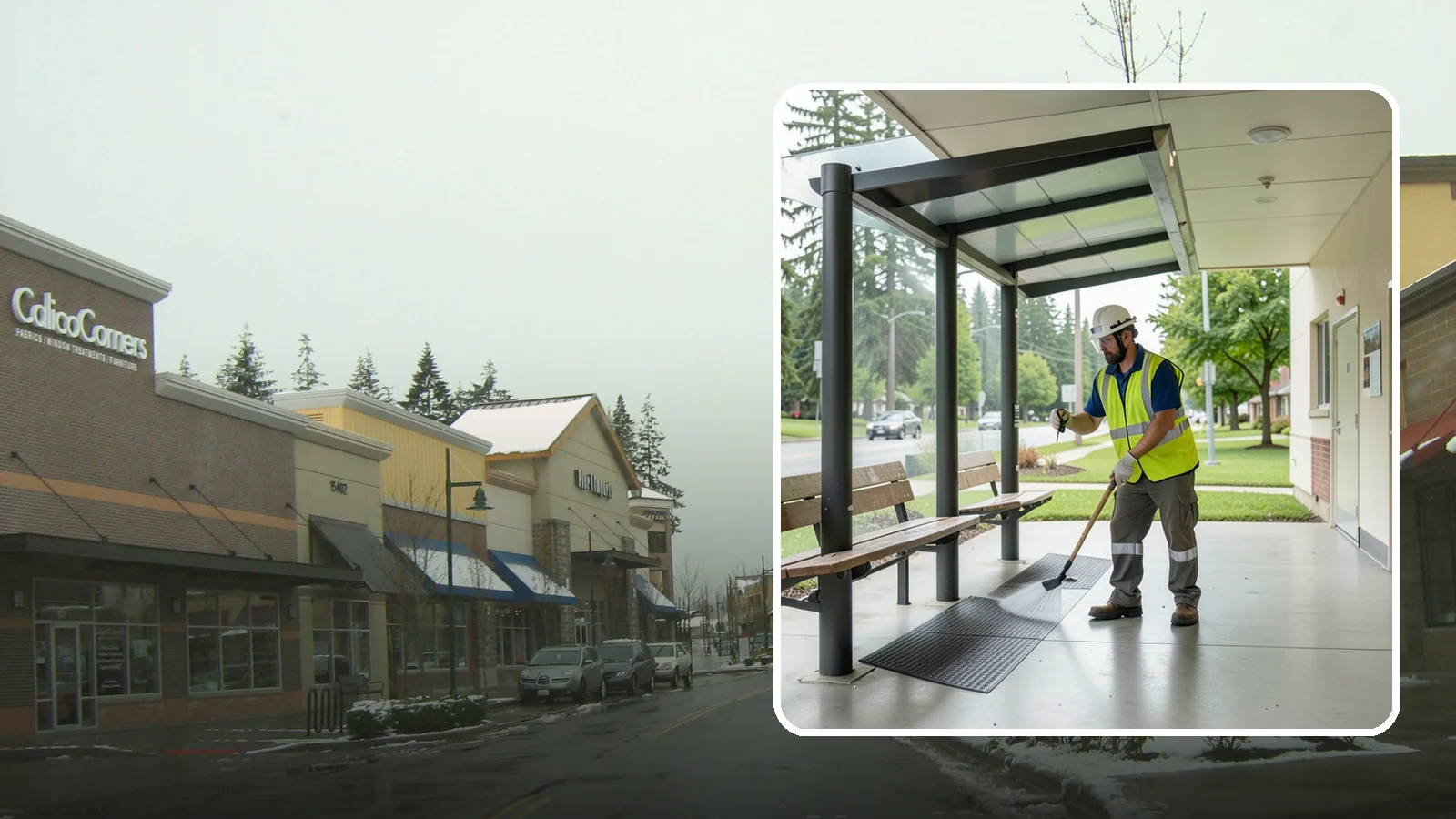Bus Stop Cleaning in Mill Creek, Snohomish County, WA - Keep bus stops, benches, and boarding pads clean and sanitary for daily transit riders.