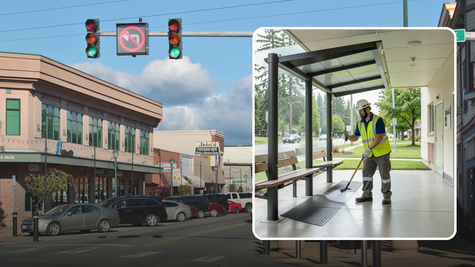 Bus Stop Cleaning in Monroe, Snohomish County, WA - Keep bus stops, benches, and boarding pads clean and sanitary for daily transit riders.