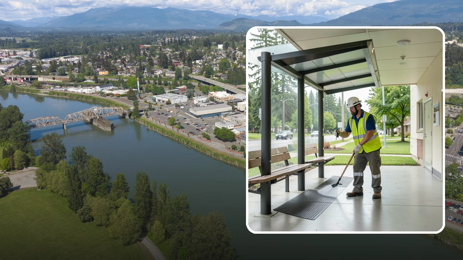 Bus Stop Cleaning in Mount Vernon, Skagit County, WA - Keep bus stops, benches, and boarding pads clean and sanitary for daily transit riders.