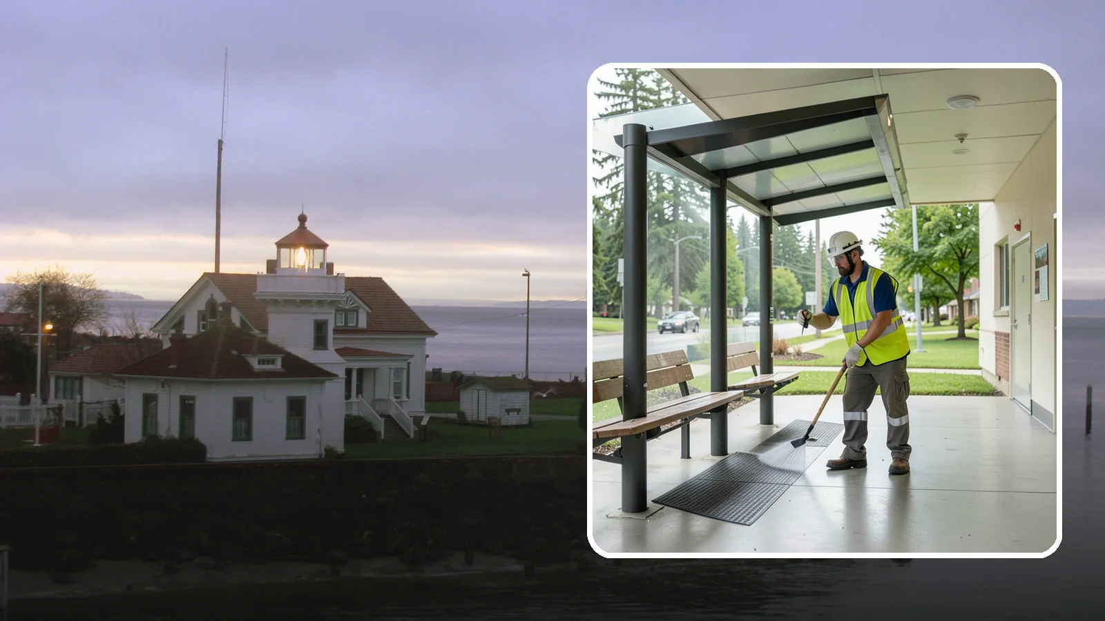 Bus Stop Cleaning in Mukilteo, Snohomish County, WA - Keep bus stops, benches, and boarding pads clean and sanitary for daily transit riders.