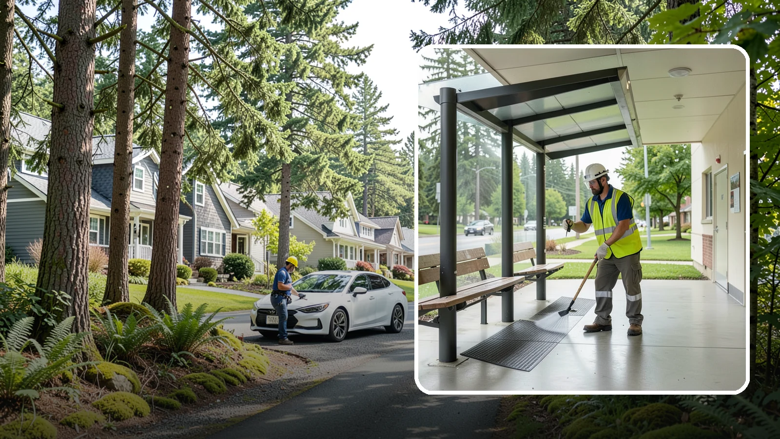 Bus Stop Cleaning in Normandy Park, King County, WA - Keep bus stops, benches, and boarding pads clean and sanitary for daily transit riders.