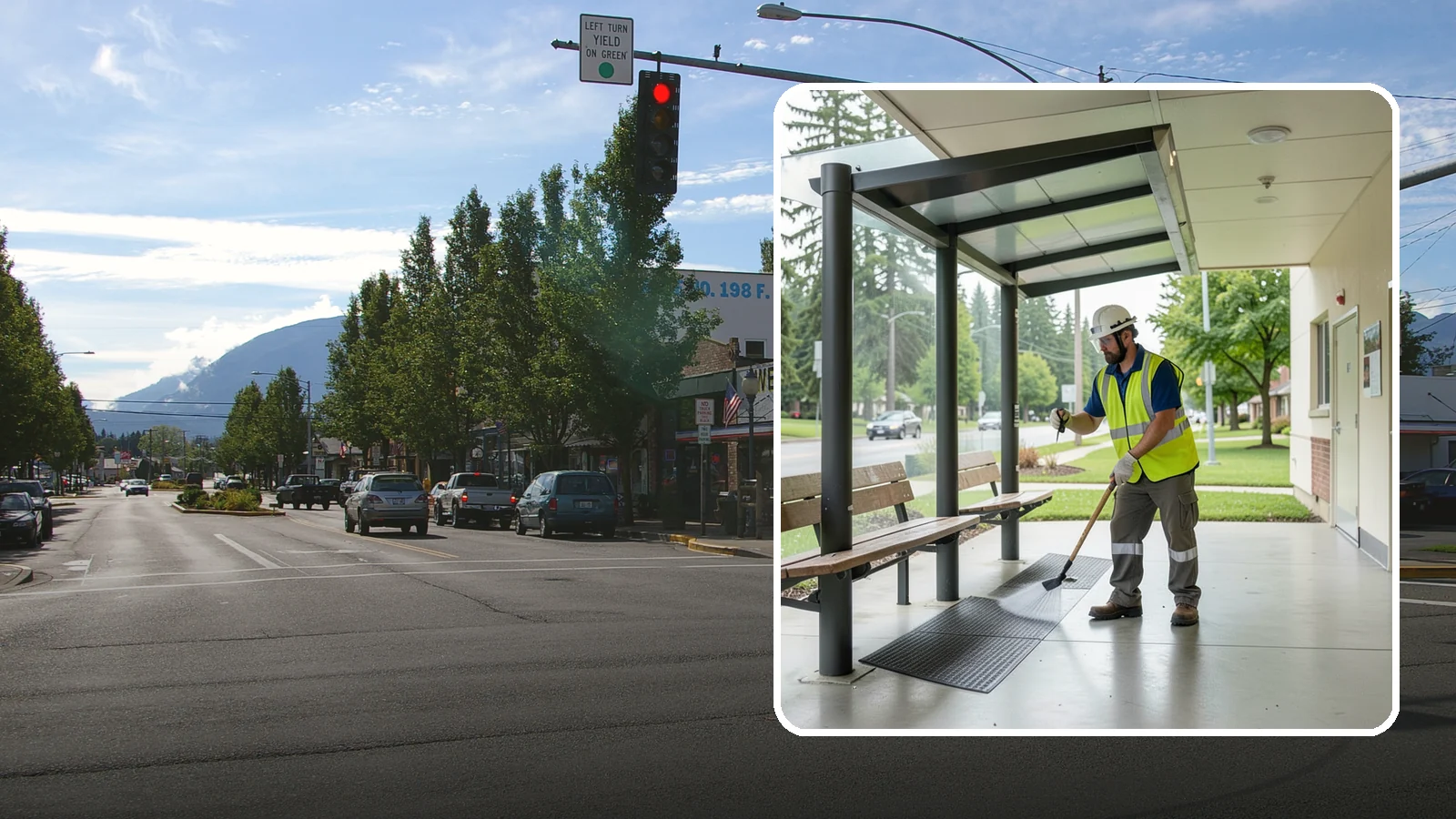 Bus Stop Cleaning in North Bend, King County, WA - Keep bus stops, benches, and boarding pads clean and sanitary for daily transit riders.