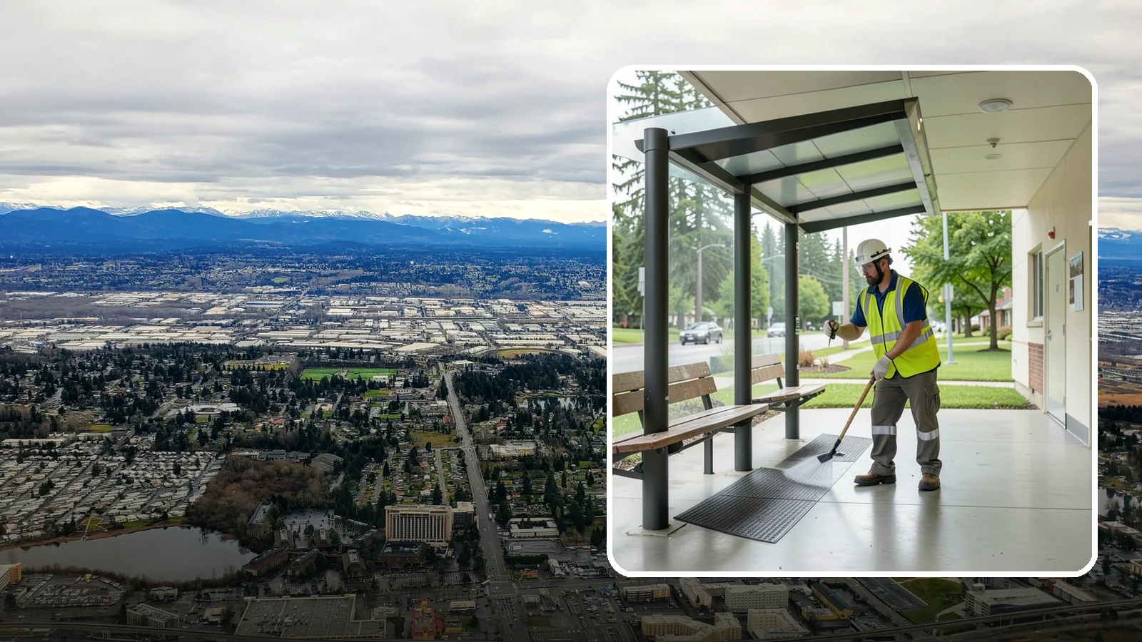Bus Stop Cleaning in SeaTac, King County, WA - Keep bus stops, benches, and boarding pads clean and sanitary for daily transit riders.