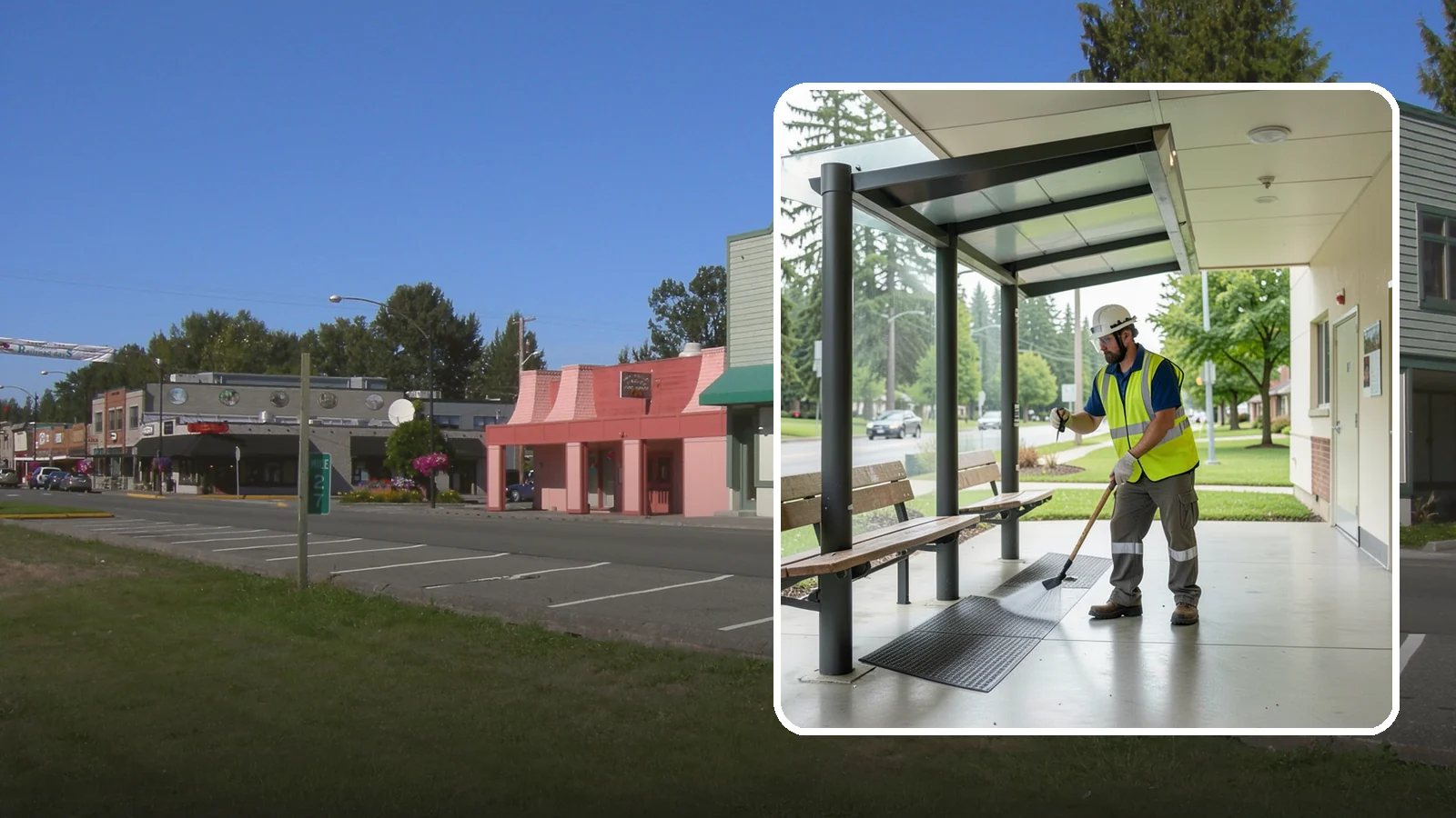 Bus Stop Cleaning in Snoqualmie, King County, WA - Keep bus stops, benches, and boarding pads clean and sanitary for daily transit riders.