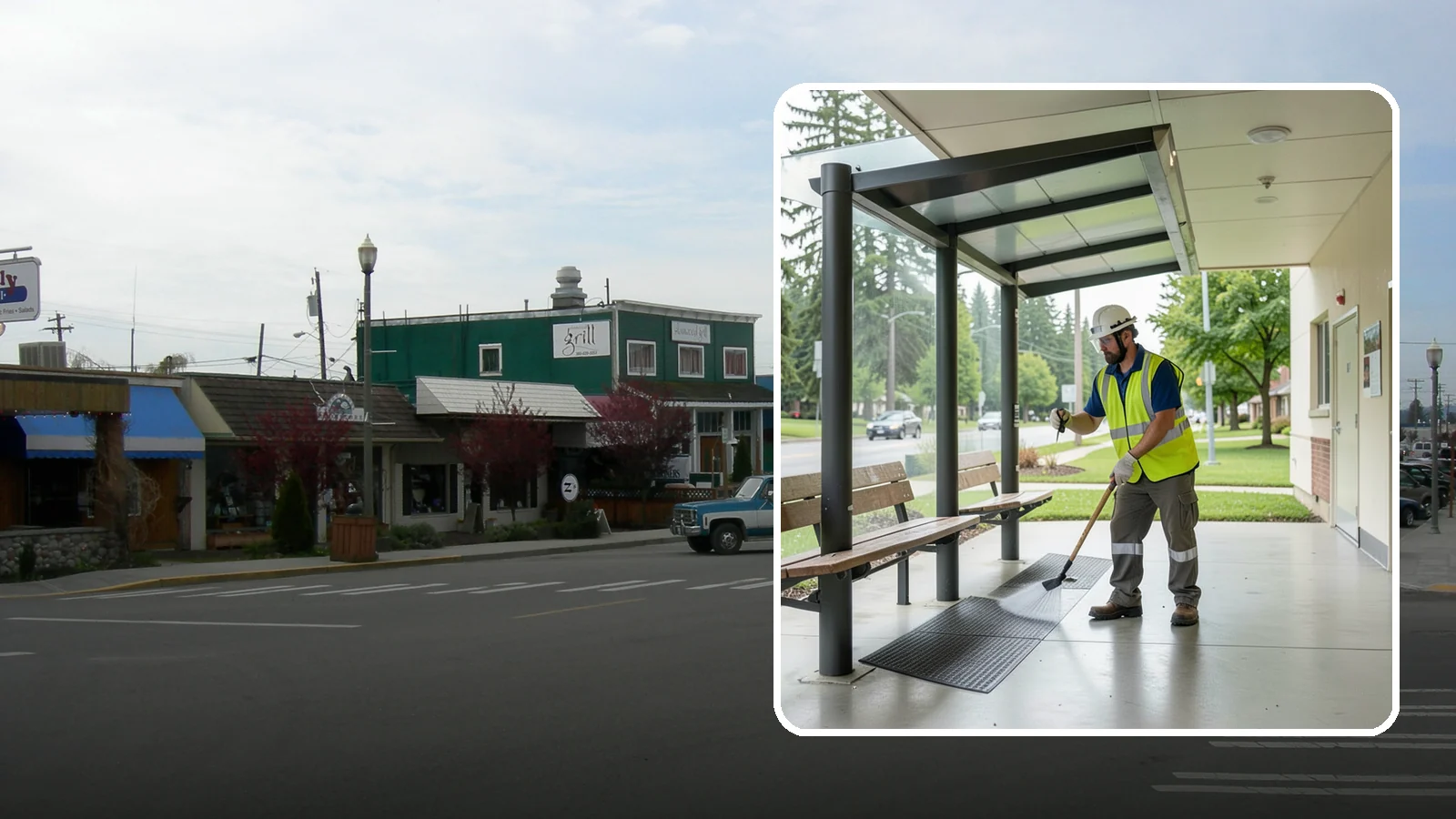 Bus Stop Cleaning in Stanwood, Snohomish County, WA - Keep bus stops, benches, and boarding pads clean and sanitary for daily transit riders.