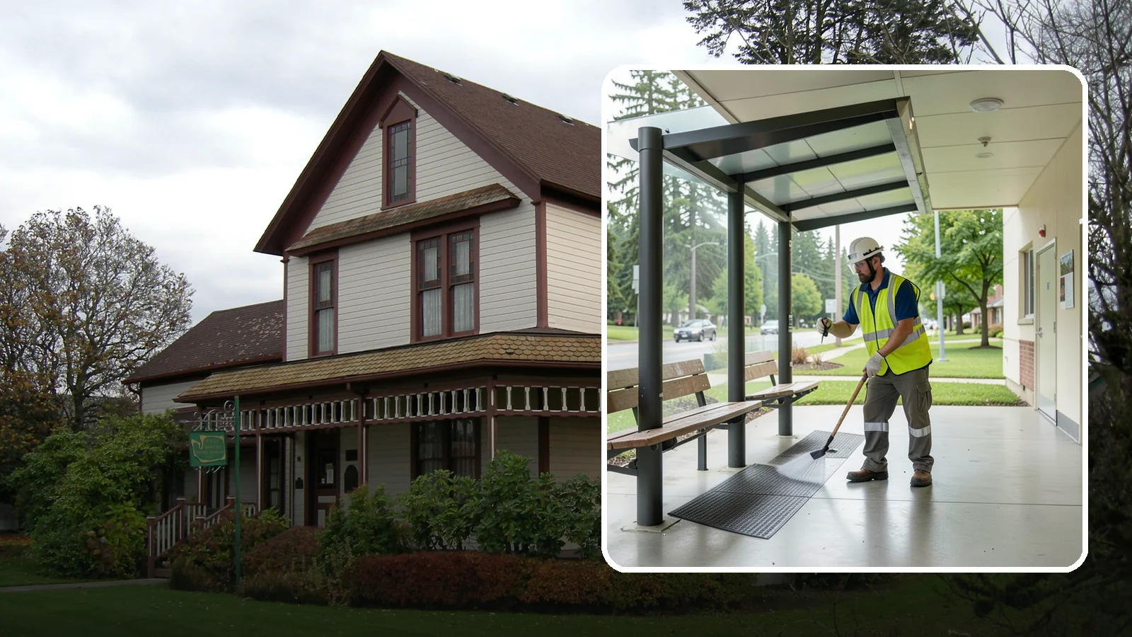 Bus Stop Cleaning in Sumner, Pierce County, WA - Keep bus stops, benches, and boarding pads clean and sanitary for daily transit riders.