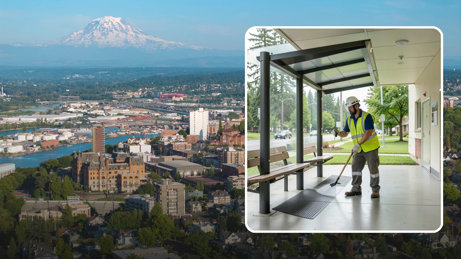 Bus Stop Cleaning in Tacoma, Pierce County, WA - Keep bus stops, benches, and boarding pads clean and sanitary for daily transit riders.