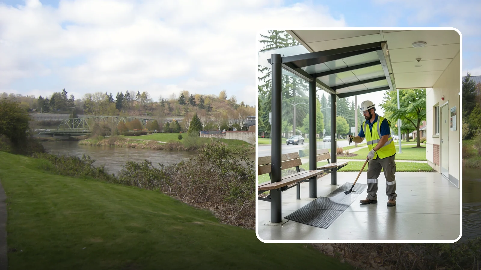 Bus Stop Cleaning in Tukwila, King County, WA - Keep bus stops, benches, and boarding pads clean and sanitary for daily transit riders.