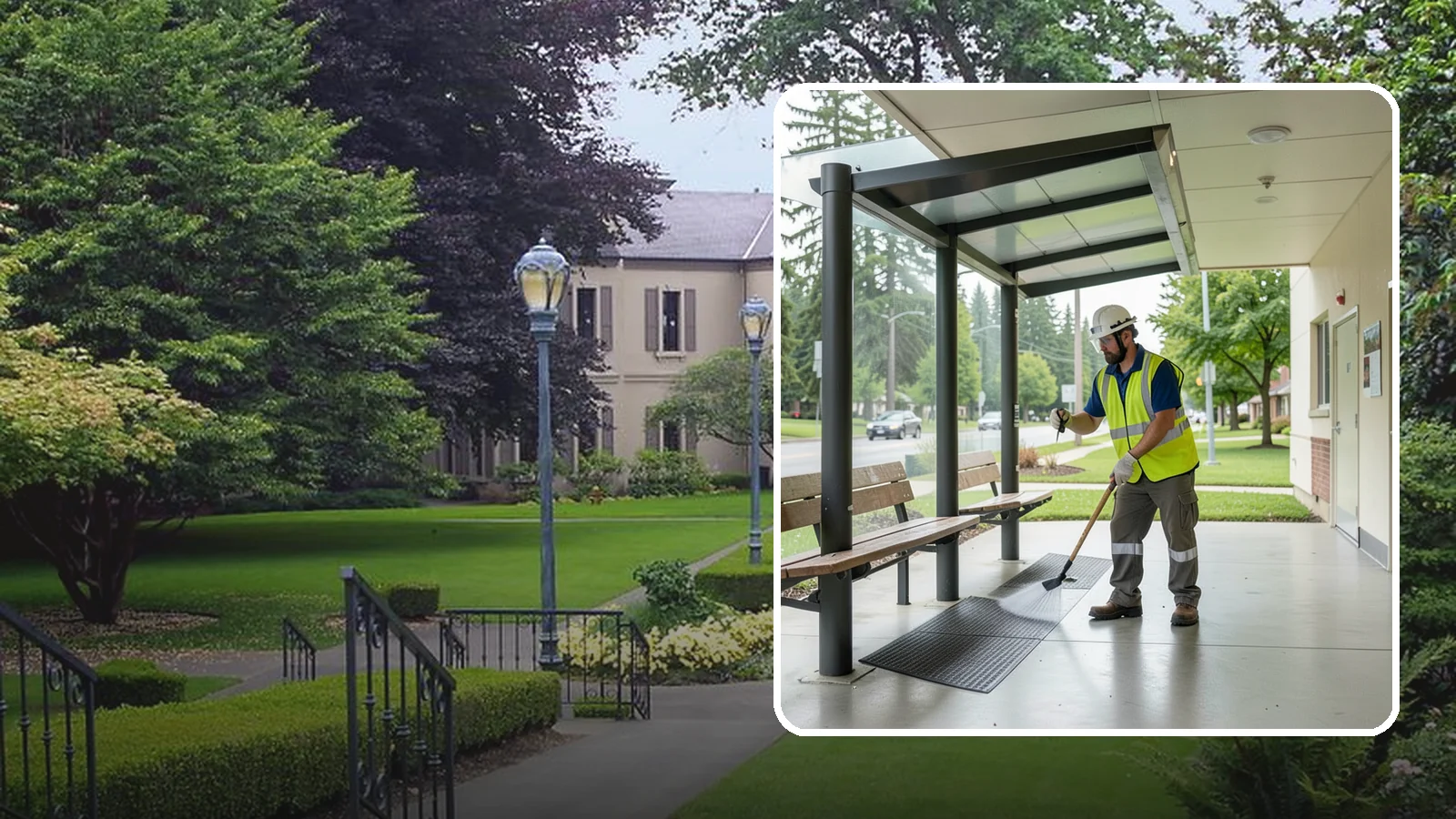 Bus Stop Cleaning in Woodinville, King County, WA - Keep bus stops, benches, and boarding pads clean and sanitary for daily transit riders.