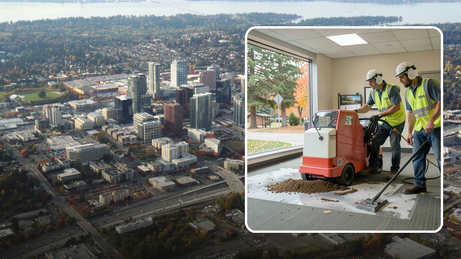Carpet Cleaning in Bellevue, King County, WA - Commercial hot-water extraction lifts embedded soil and Pacific Northwest moisture from carpeted public spaces.