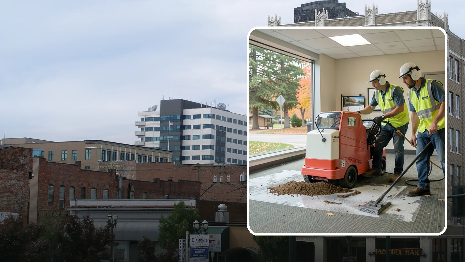 Carpet Cleaning in Everett, Snohomish County, WA - Commercial hot-water extraction lifts embedded soil and Pacific Northwest moisture from carpeted public spaces.