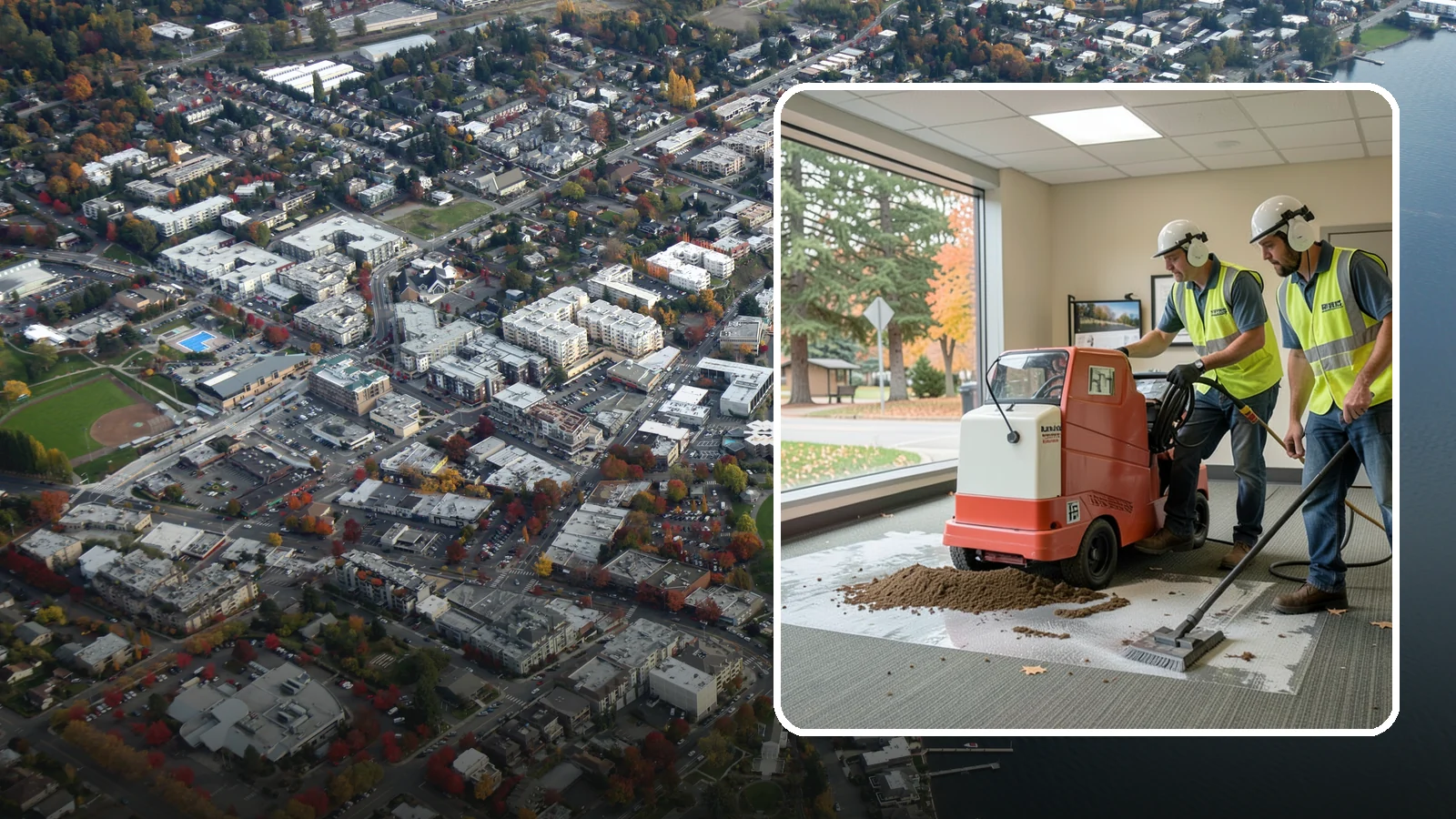 Carpet Cleaning in Kirkland, King County, WA - Commercial hot-water extraction lifts embedded soil and Pacific Northwest moisture from carpeted public spaces.