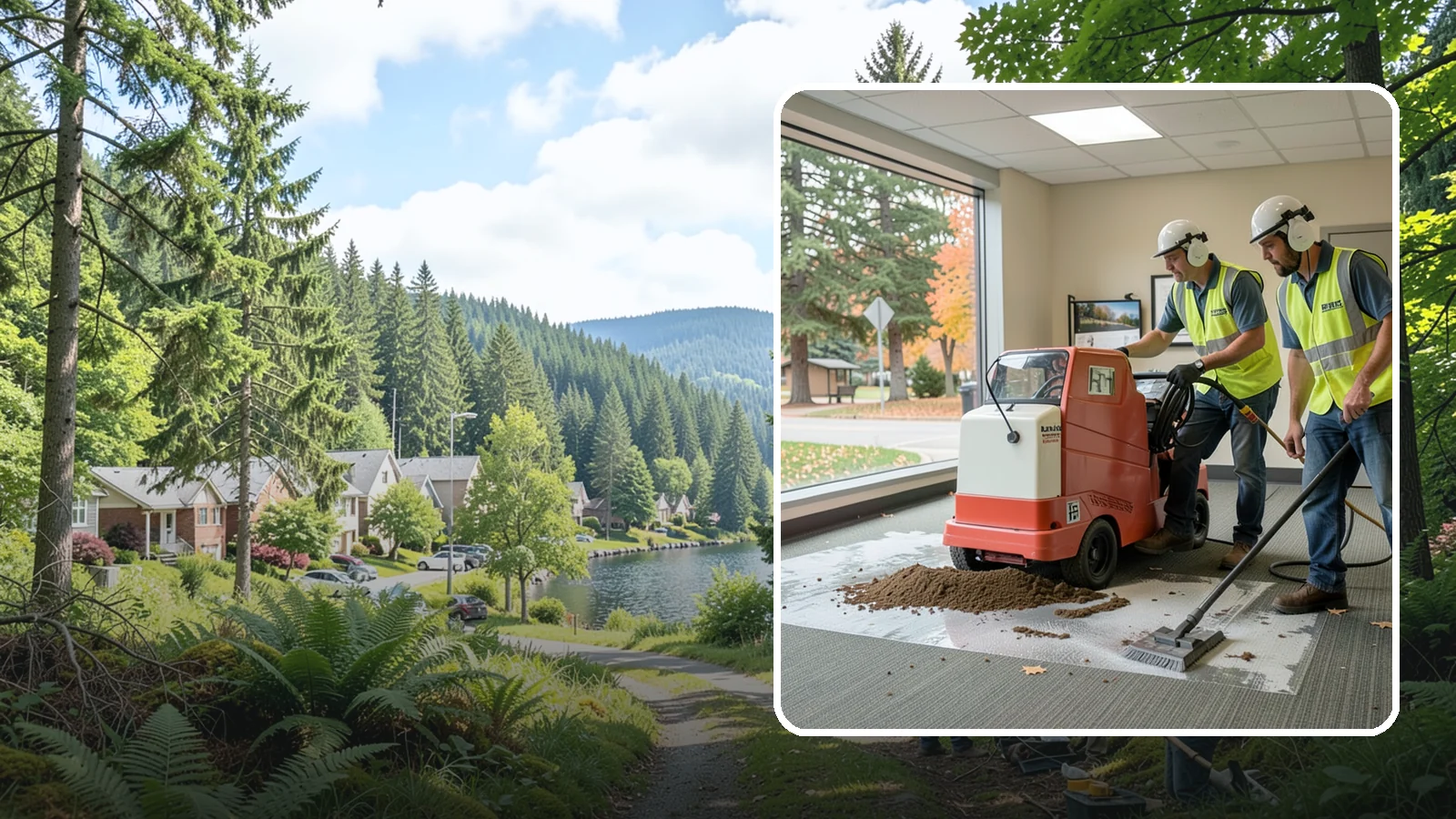 Carpet Cleaning in Lake Forest Park, King County, WA - Commercial hot-water extraction lifts embedded soil and Pacific Northwest moisture from carpeted public spaces.