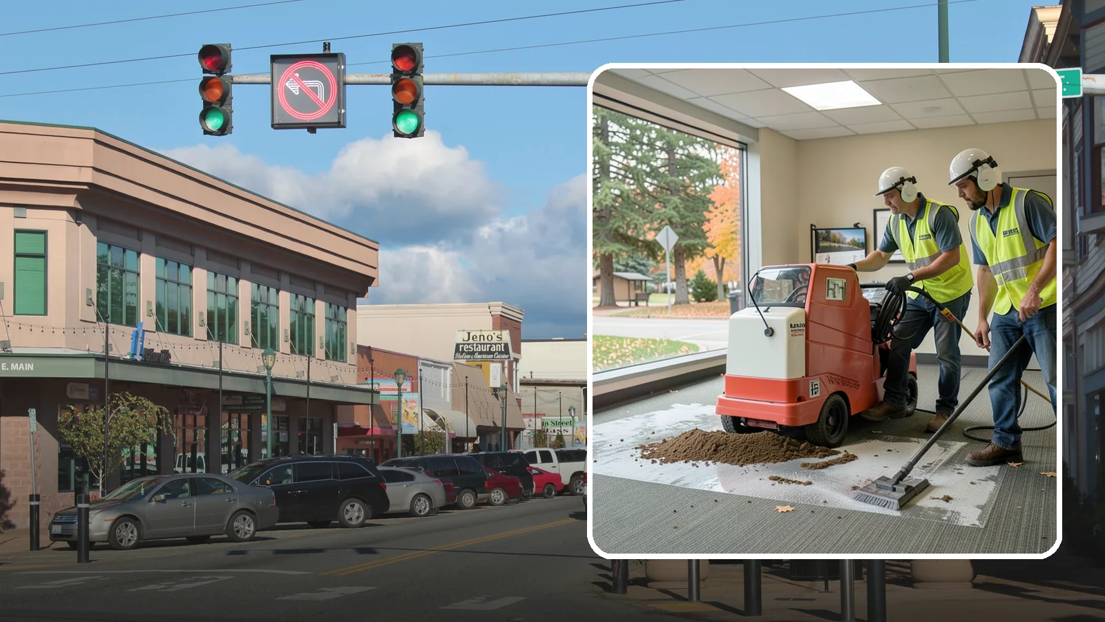 Carpet Cleaning in Monroe, Snohomish County, WA - Commercial hot-water extraction lifts embedded soil and Pacific Northwest moisture from carpeted public spaces.
