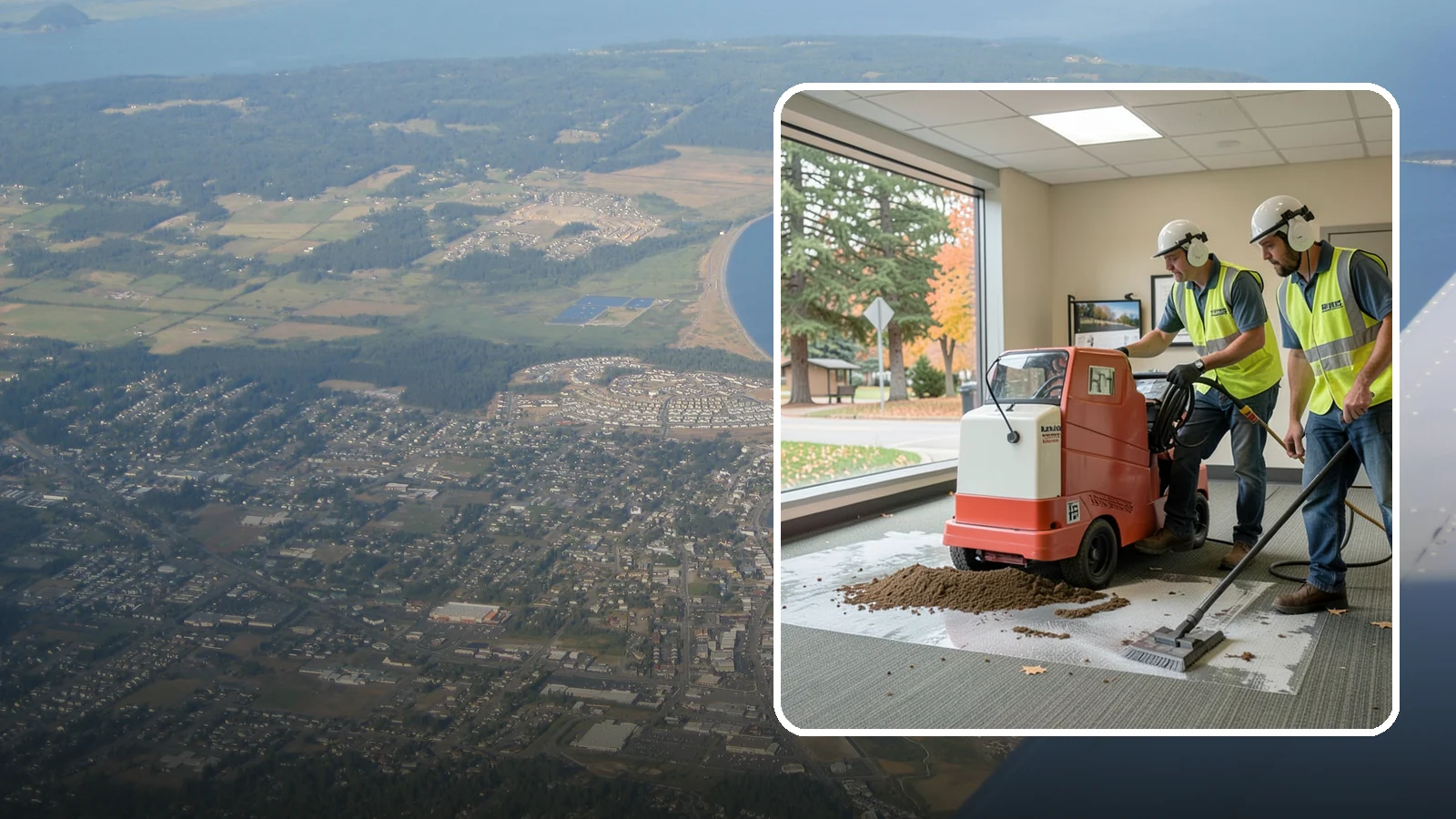 Carpet Cleaning in Oak Harbor, Island County, WA - Commercial hot-water extraction lifts embedded soil and Pacific Northwest moisture from carpeted public spaces.