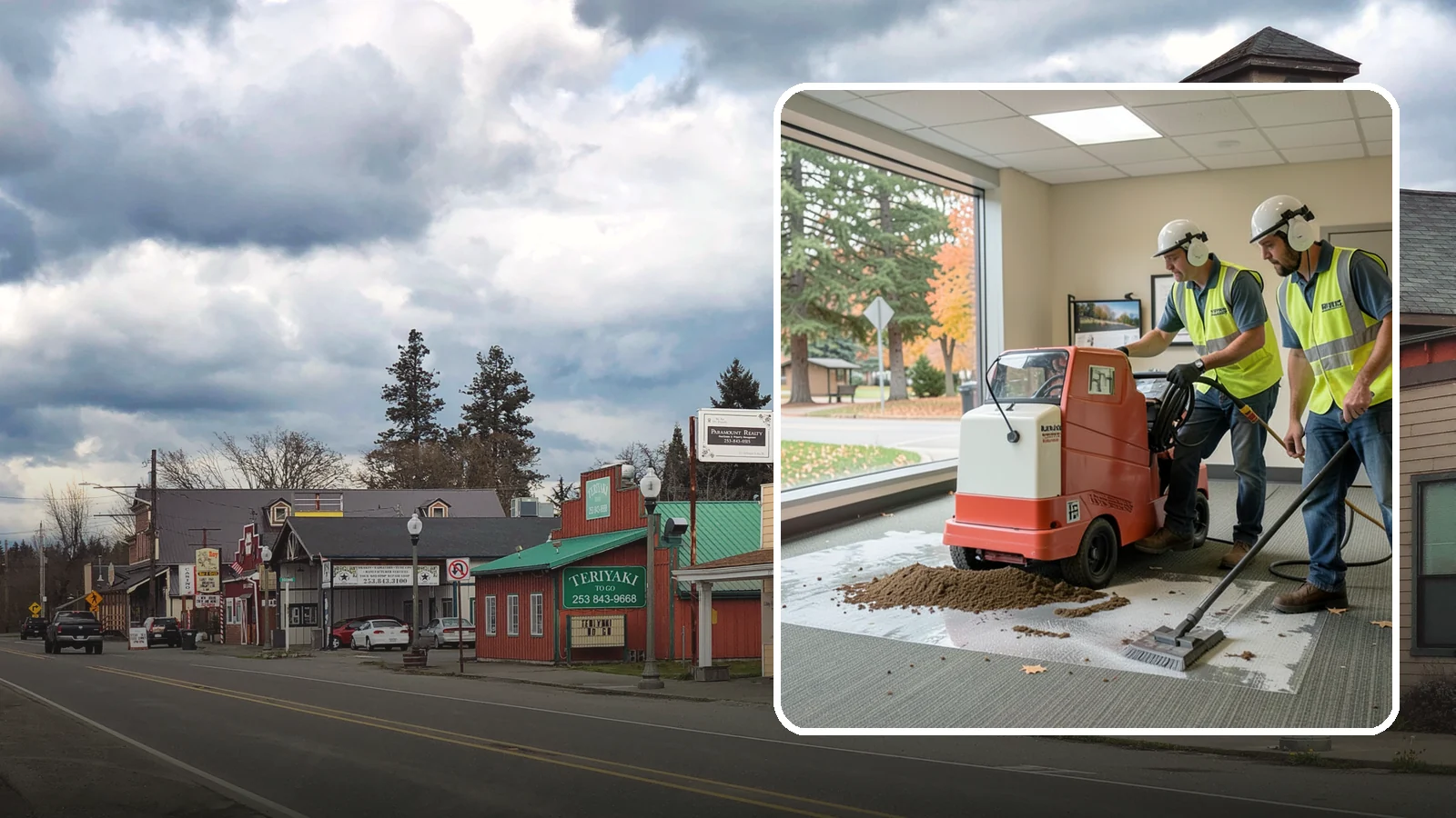 Carpet Cleaning in Roy, Pierce County, WA - Commercial hot-water extraction lifts embedded soil and Pacific Northwest moisture from carpeted public spaces.