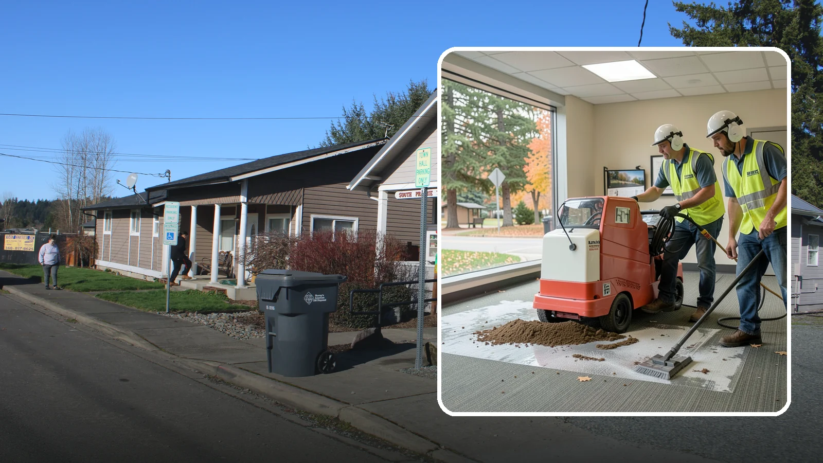 Carpet Cleaning in South Prairie, Pierce County, WA - Commercial hot-water extraction lifts embedded soil and Pacific Northwest moisture from carpeted public spaces.