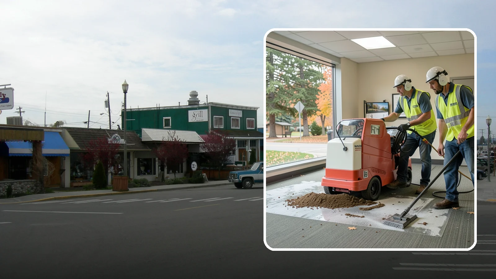 Carpet Cleaning in Stanwood, Snohomish County, WA - Commercial hot-water extraction lifts embedded soil and Pacific Northwest moisture from carpeted public spaces.