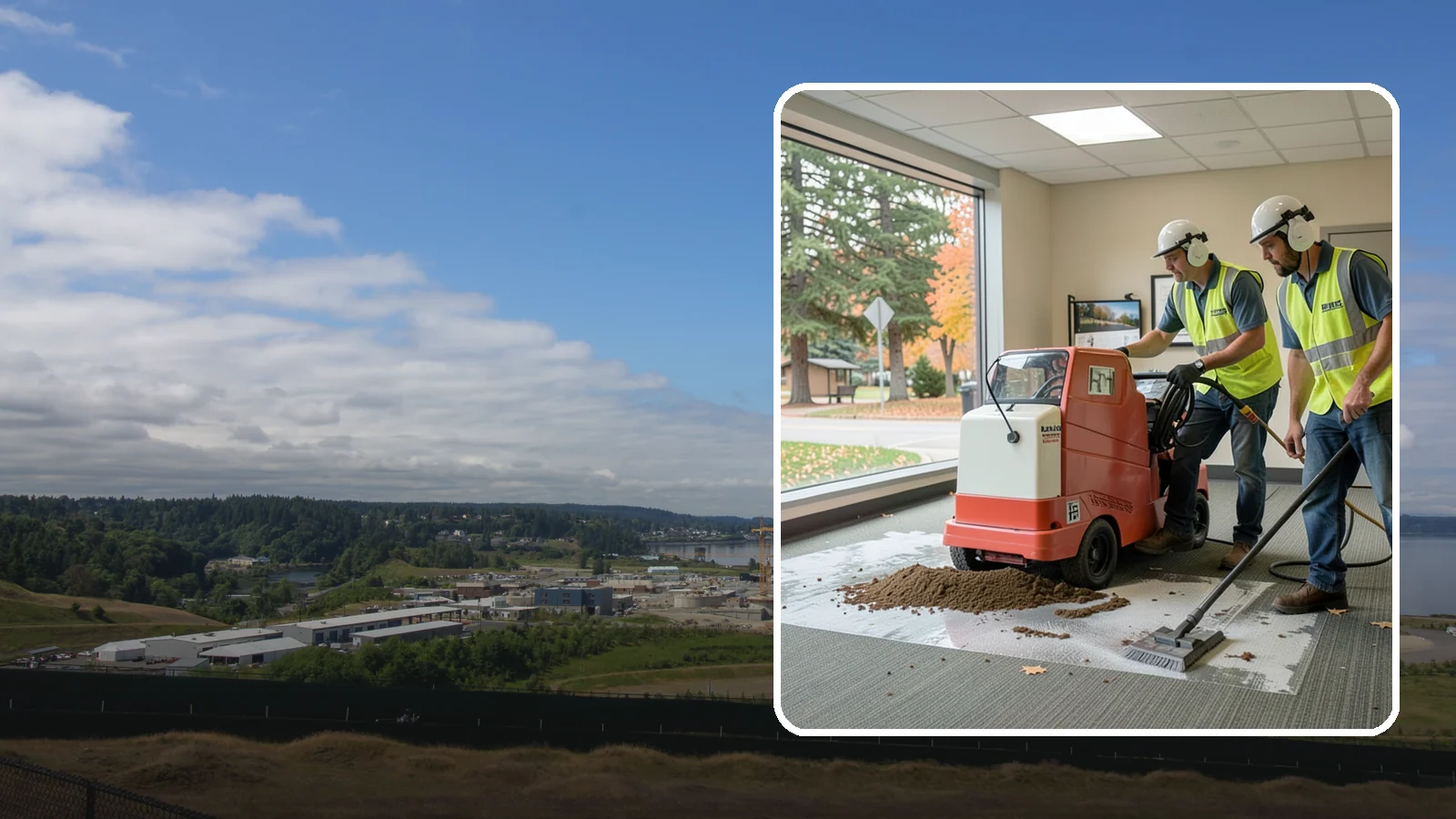 Carpet Cleaning in University Place, Pierce County, WA - Commercial hot-water extraction lifts embedded soil and Pacific Northwest moisture from carpeted public spaces.