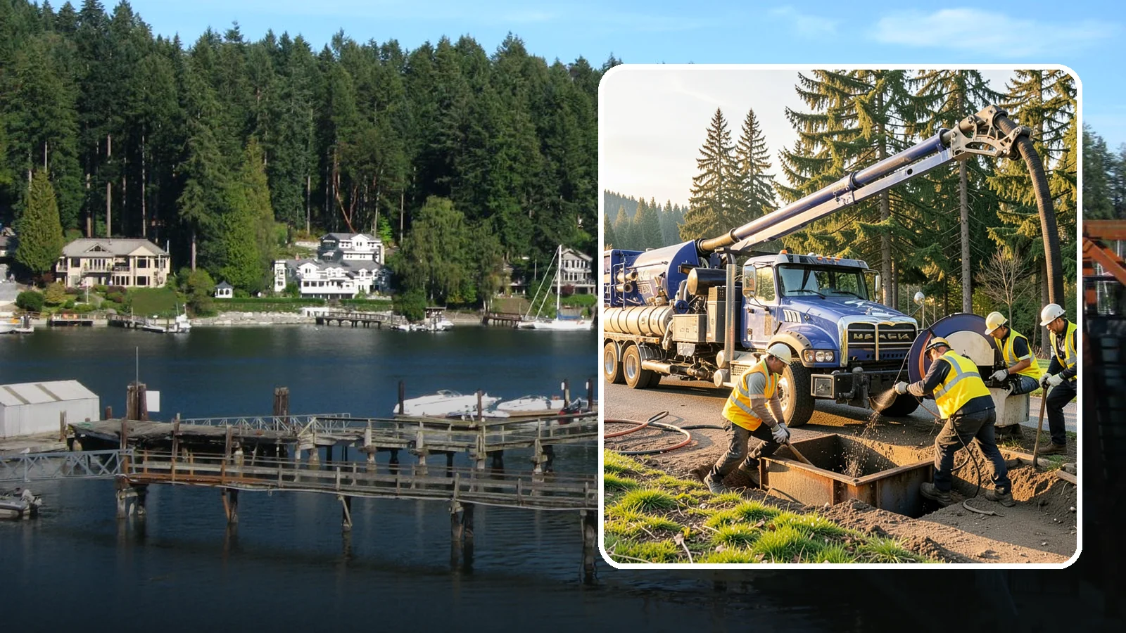 Catch Basin Cleaning in Gig Harbor, Pierce County, WA - Catch basin cleaning and sump cleanout that restores storm system capacity and meets NPDES maintenance standards.