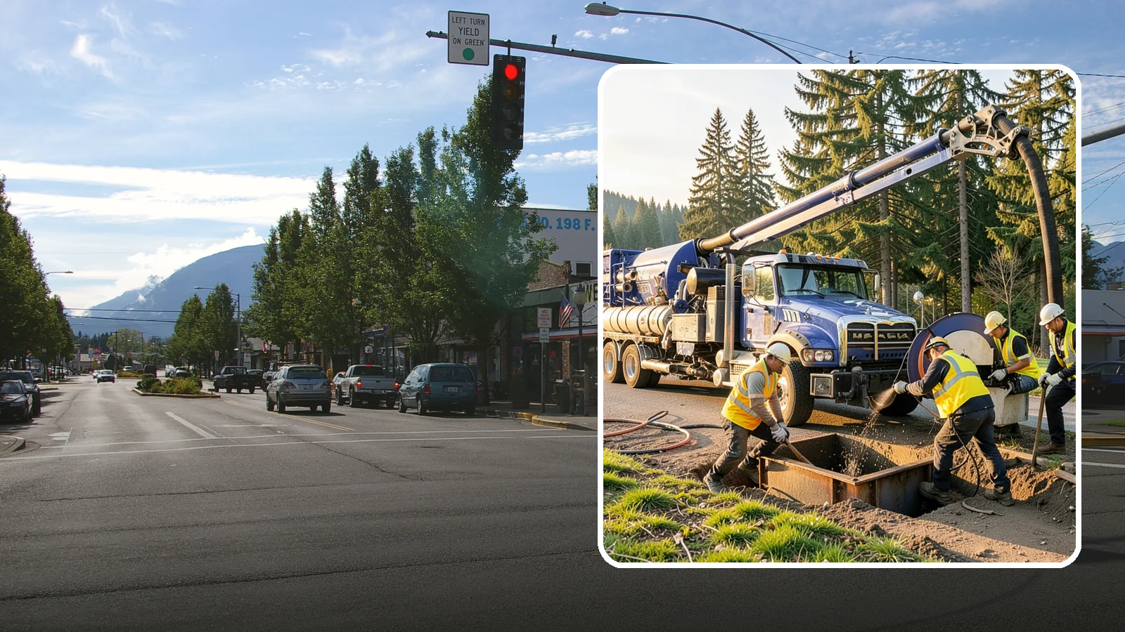 Catch Basin Cleaning in North Bend, King County, WA - Catch basin cleaning and sump cleanout that restores storm system capacity and meets NPDES maintenance standards.