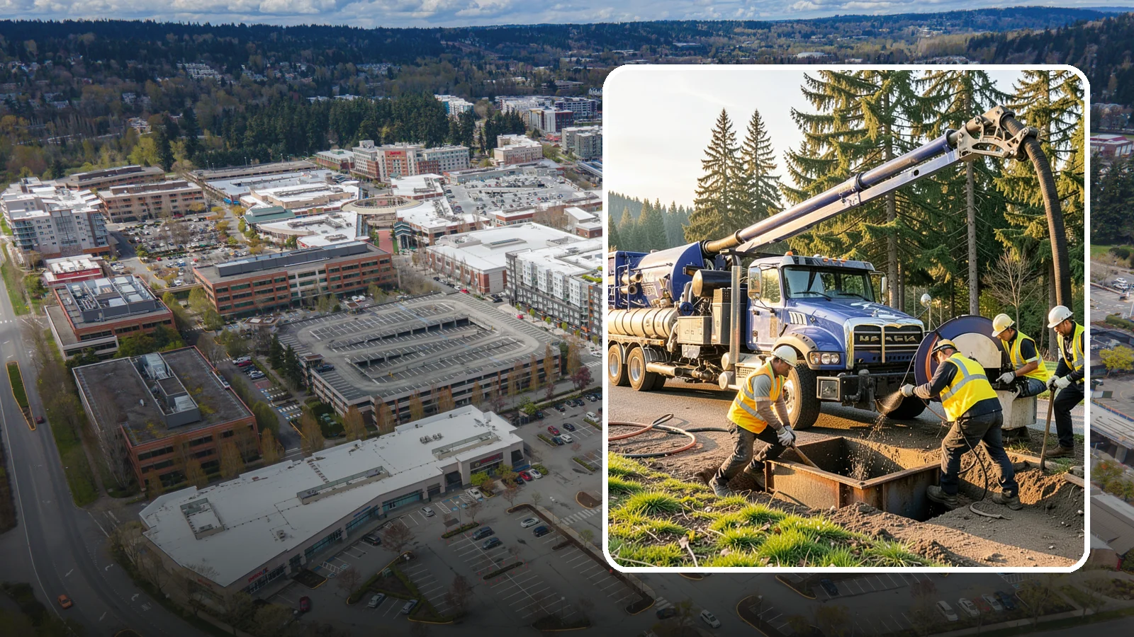 Catch Basin Cleaning in Redmond, King County, WA - Catch basin cleaning and sump cleanout that restores storm system capacity and meets NPDES maintenance standards.